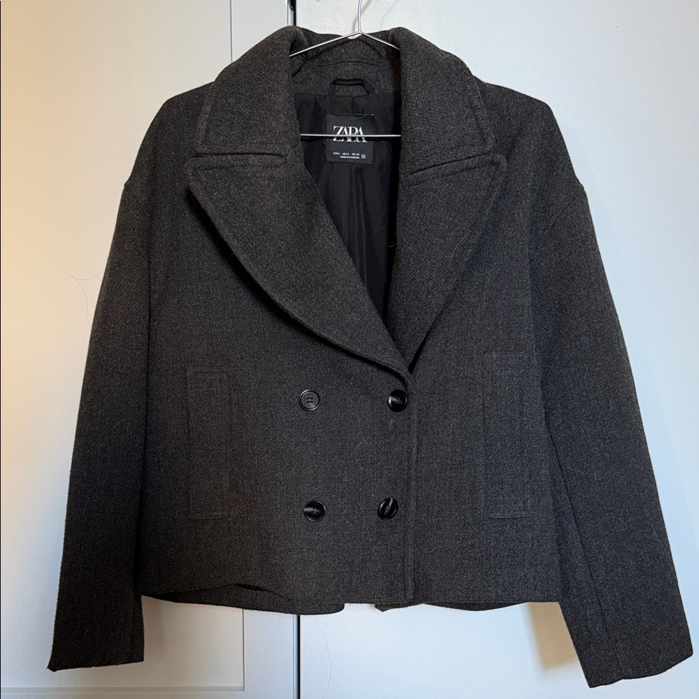 Zara Women's Charcoal Pea Coat